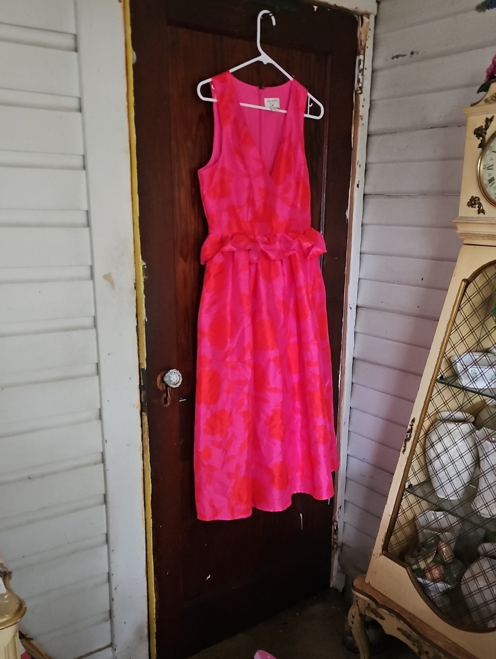 kate spade Pink & Coral Floral Peplum Waist Dress